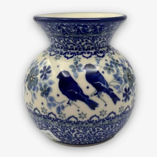 【SOLO 波蘭陶】CA  波蘭陶 9CM 花瓶 雙藍鵲系列 CERAMIKA ARTYSTYCZNA