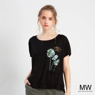 【MAGIQUE WARDROBE】落肩印花後背不對稱造型上衣(2色)
