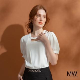 【MAGIQUE WARDROBE】鏤空釦飾拋袖上衣(2色)