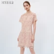 【JESSICA】高雅氣質花卉刺繡蕾絲短袖洋裝233178（粉）