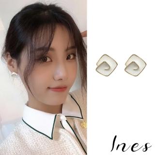 【INES】S925銀針法式復古幾何螺旋彩釉造型耳環(S925銀針耳環 螺旋耳環 彩釉耳環)