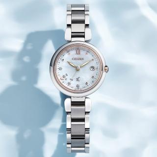 【CITIZEN 星辰】XC 心蕊 輕奢限定版 鈦金屬 光動能電波女錶-29mm 母親節 禮物 送禮(ES9466-65W)