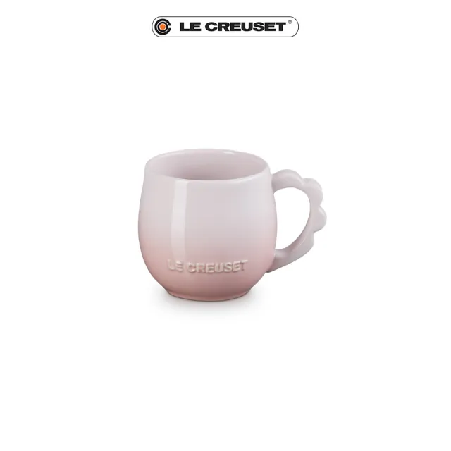 【Le Creuset】瓷器蕾絲花語系列馬克杯320ml(蛋白霜/銀灰藍/悠然綠/貝殼粉)