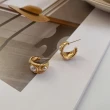 【INES】S925銀針法式復古氣質珍珠鑲嵌C型耳環(S925銀針耳環 珍珠耳環 C型耳環)