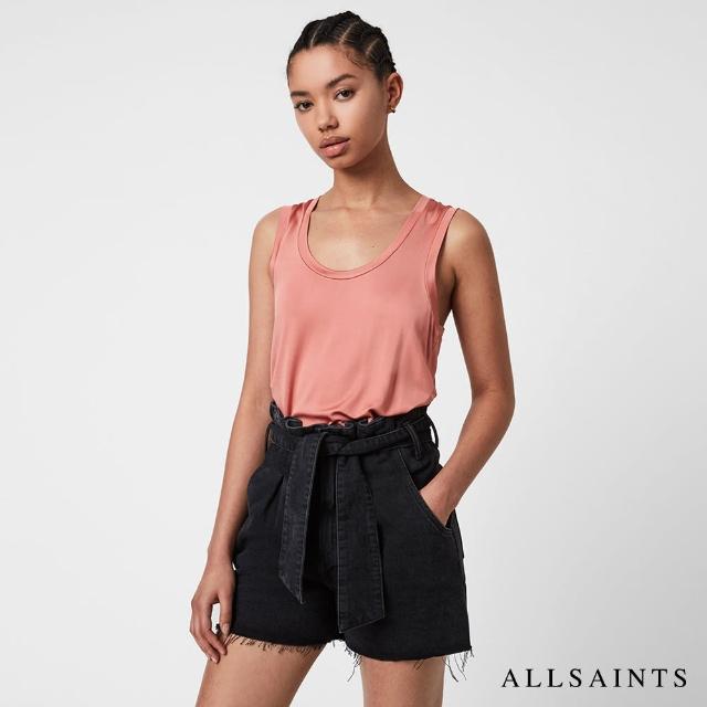 【ALLSAINTS】TESSA 輕薄滑順無袖低圓領背心-粉 WM025U(常規版型)