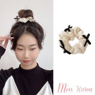 【MISS KOREA】撞色髮圈 蝴蝶結髮圈/浪漫小香風撞色蝴蝶結造型大腸圈 髮圈(2色任選)