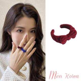 【MISS KOREA】植絨戒指 蝴蝶結戒指/甜美浪漫復古植絨蝴蝶結造型戒指 開口戒(2色任選)