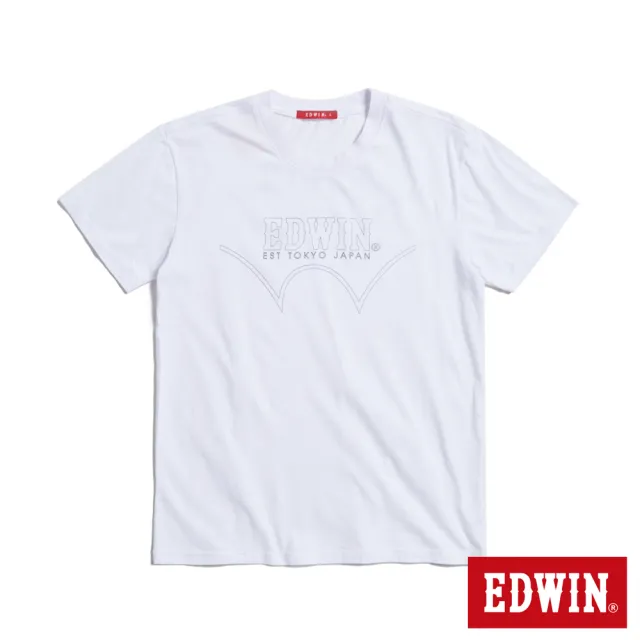 【EDWIN】男裝 人氣復刻款 前後反差短袖T恤(白色)