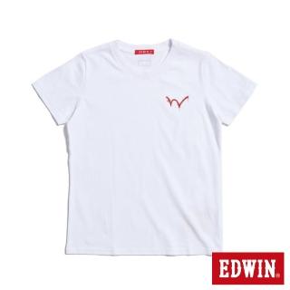 【EDWIN】女裝 人氣復刻款 BASIC LOGO短袖T恤(白色)