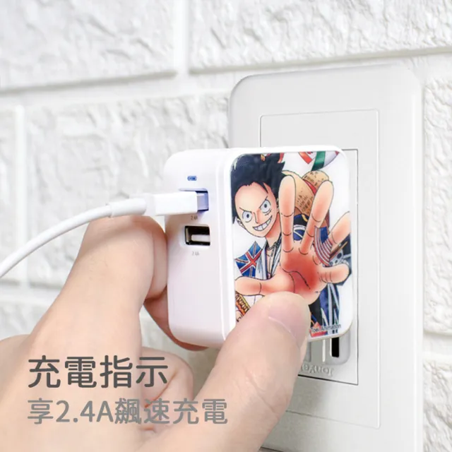 【HongXin】航海王 2.4A雙孔折疊充電器(旅行折疊插頭 快充 充電器 插頭 安全認證)