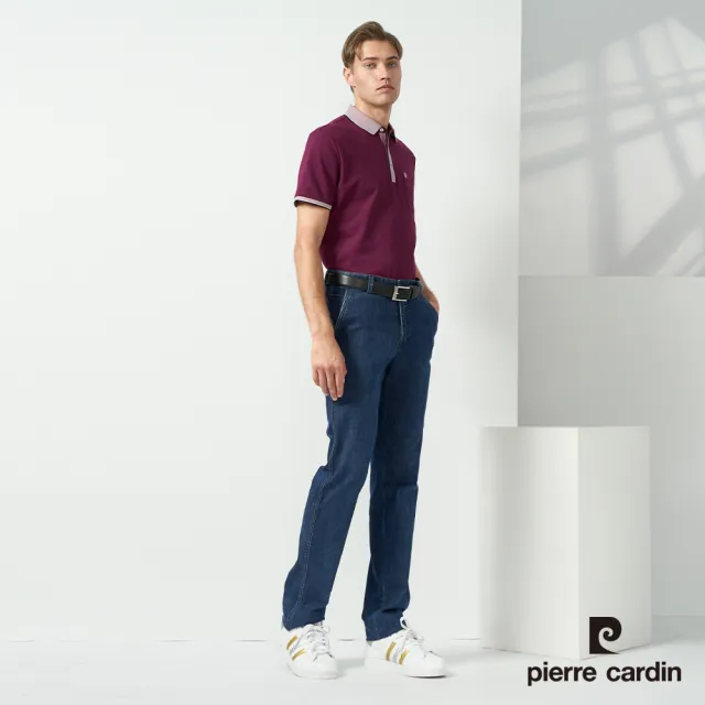 【pierre cardin 皮爾卡登】商務休閒 男款 素色短袖polo衫-紅紫色(5237265-28)