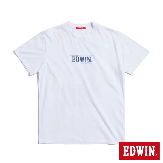 EDWIN 男裝 人氣復刻款 反面印花LOGO短袖T恤(白色)