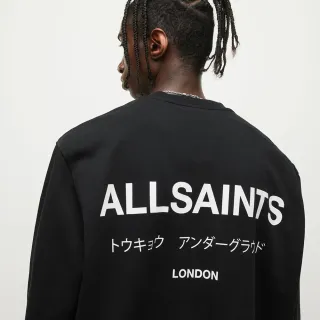 【ALLSAINTS】UNDERGROUND 純棉LOGO長袖衛衣-黑 M033NB(寬鬆版型)