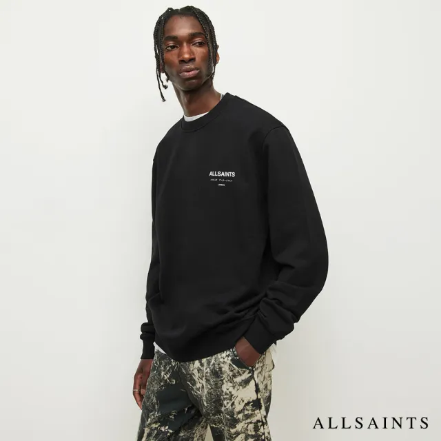 【ALLSAINTS】UNDERGROUND 純棉LOGO長袖衛衣-黑 M033NB(寬鬆版型)