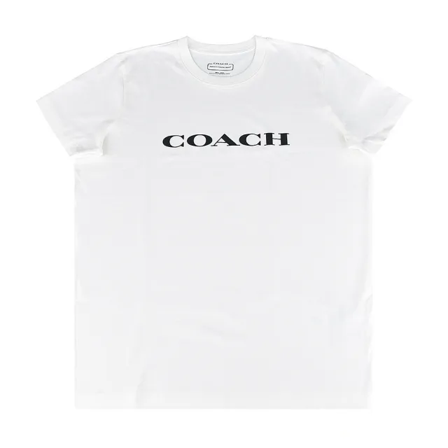 【COACH】COACH黑字LOGO字母設計純棉短袖T恤(女款/白)