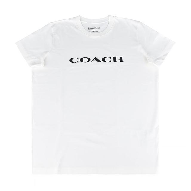 【COACH】COACH黑字LOGO字母設計純棉短袖T恤(女款/白)