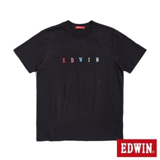 【EDWIN】男裝 人氣復刻款 繽紛繡花LOGO短袖T恤(黑色)