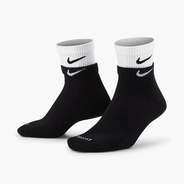 NIKE 耐吉 Nike Everyday Plus Cushioned 短襪 低筒襪 雙層 小勾 黑白 男女(DH4058-011)