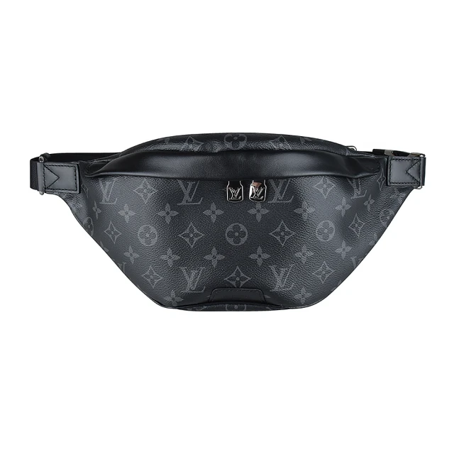 【Louis Vuitton 路易威登】LV  Discovery系列Monogram Eclipse塗層帆布胸掛包腰包(黑)