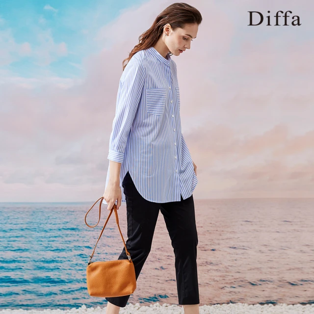 Diffa 造型口袋黑色長褲-女