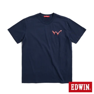 【EDWIN】男裝 人氣復刻款 BASIC LOGO短袖T恤(丈青色)