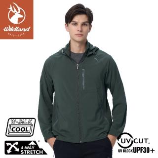 【Wildland 荒野】男 彈性冰涼抗UV機能外套《常春藤綠》0B11926/連帽外套/風衣/運動外套(悠遊山水)