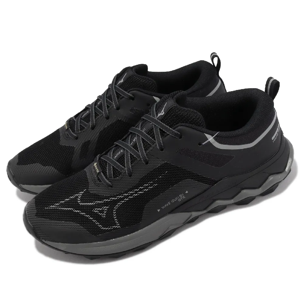 MIZUNO 美津濃】慢跑鞋Wave Ibuki 4 GTX 男鞋黑防水塗層輪胎大底