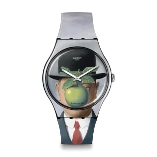 【SWATCH】藝術之旅系列 馬格利特-人子 原創系列 手錶 瑞士錶 錶(41mm)