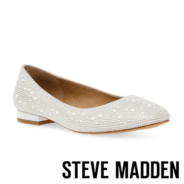 steve madden GIAVANNA 鑽面尖頭平底鞋(米白色)