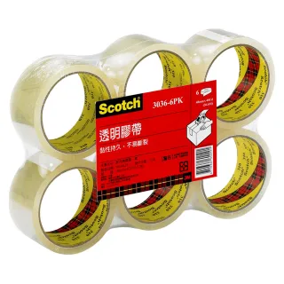 【3M】Scotch 封箱膠帶 OPP透明膠帶 48mm x 90y 144捲 /箱 3036-6