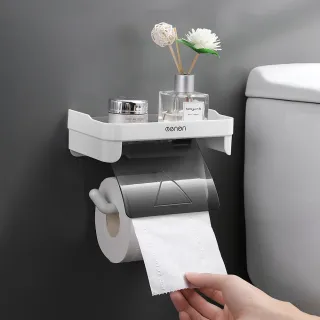 【OMG】可置物捲筒衛生紙架 免打孔壁掛式面紙架 紙巾架 置物架 收納架 
