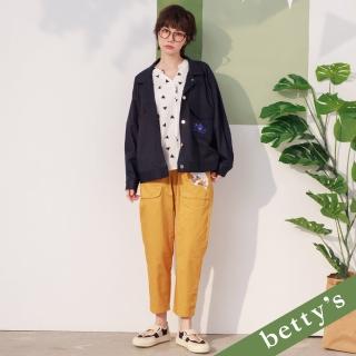 【betty’s 貝蒂思】前口袋貓咪印花鬆緊腰長褲(黃色)