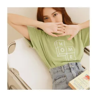 【OB 嚴選】竹節棉字母方塊印花短袖長版上衣 《AB18259》