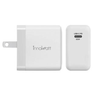 【Innowatt】65W瓦 氮化鎵GaN USB/USB-C三孔 PD/QC3.0快充電源充電器(贈全球通用插腳共計四種)