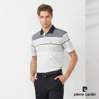 【pierre cardin 皮爾卡登】商務休閒 男款 TOP組織定位條短袖POLO衫-灰色(5237295-95)