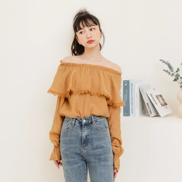 OB 嚴選 綁帶蕾絲織帶度假感碎花傘襬上衣 《AB16273