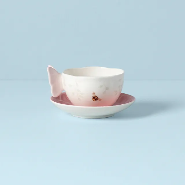 【LENOX】粉彩蝶彩繽紛茶杯組-粉紅-237ml(居禮名店獨家代理)