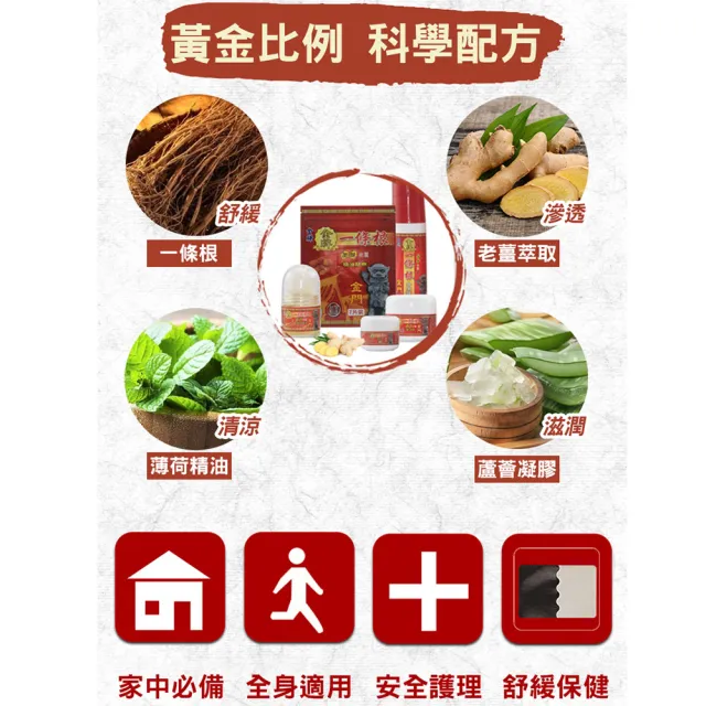 【金賺】金牌一條根加味老薑精油霜1瓶(80ml草本精油)