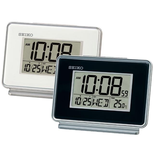 【SEIKO 精工】溫度顯示 雙鬧鈴電子鬧鐘-黑白2色可選 情人節 禮物(QHL068K/QHL068W/速)