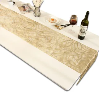 【Dido home】簍空雕花 輕奢金邊造型桌巾桌旗(HM268)