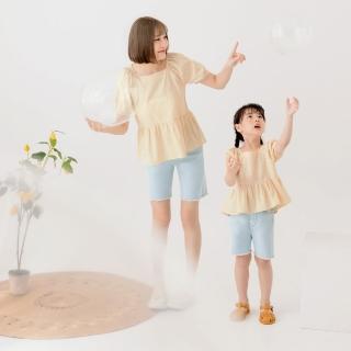 【OB 嚴選】彈力率性毛邊後鬆緊腰五分牛仔褲親子款童裝 《QA1624》
