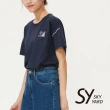 【SKY YARD】網路獨賣款-童趣色塊插畫印圖寬版圓領造型上衣(藍色)