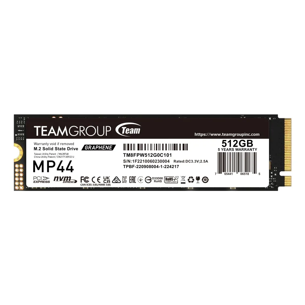 【Team 十銓】MP44 512GB M.2 PCIe 4.0 SSD 固態硬碟(讀7300MB ; 寫4500MB)