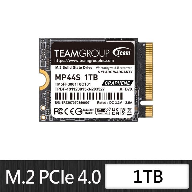 【Team 十銓】MP44S 1TB M.2 2230 PCIe 4.0 SSD 固態硬碟(讀5000MB ; 寫3500MB)