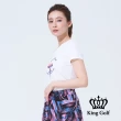 【KING GOLF】速達-網路獨賣款-女款趣味火鶴印圖造型上衣(白色)