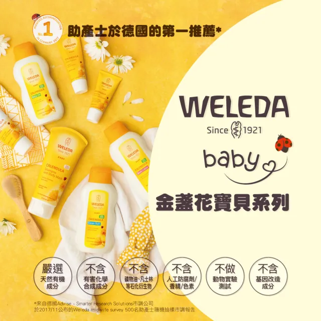 即期品【WELEDA 薇蕾德】金盞花寶貝柔護按摩油200ml(有香味-舒緩寶寶