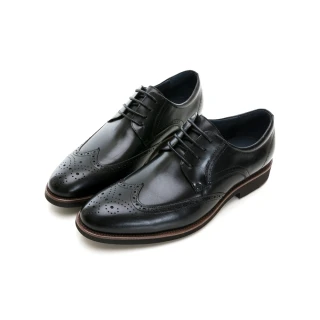 【GEORGE 喬治皮鞋】Amber系列 高質感苯染牛皮翼紋雕花紳士鞋 -黑 315007BR10