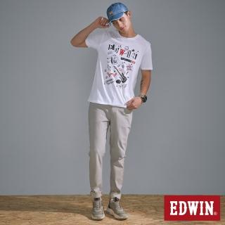 【EDWIN】男裝 東京紅360°迦績彈力機能錐形牛仔褲(淺灰色)