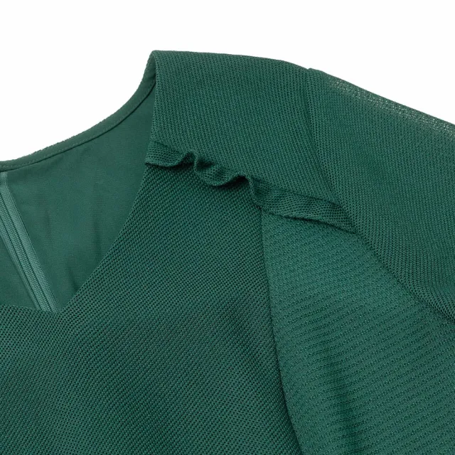 【ILEY 伊蕾】高雅微透紋理荷葉V領洋裝(綠色；M-XL；1231067027)