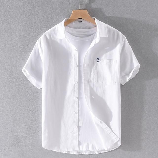 【巴黎精品】現貨+預購 襯衫短袖上衣(休閒時尚翻領棉麻男裝3色a1bu12)